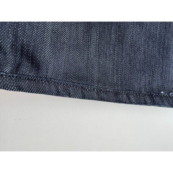 7 FOR ALL MANKIND Dark Rinse Embroidered Crystal "A" Pocket FlaredJeans, Size 27 - Picture 9 of 13